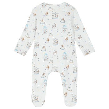 Baby Boys White & Blue Carousel Babygrow